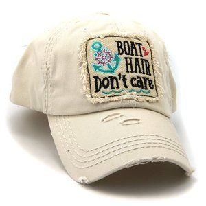 Boat Hair Don't Care Vintage styled distressed hat